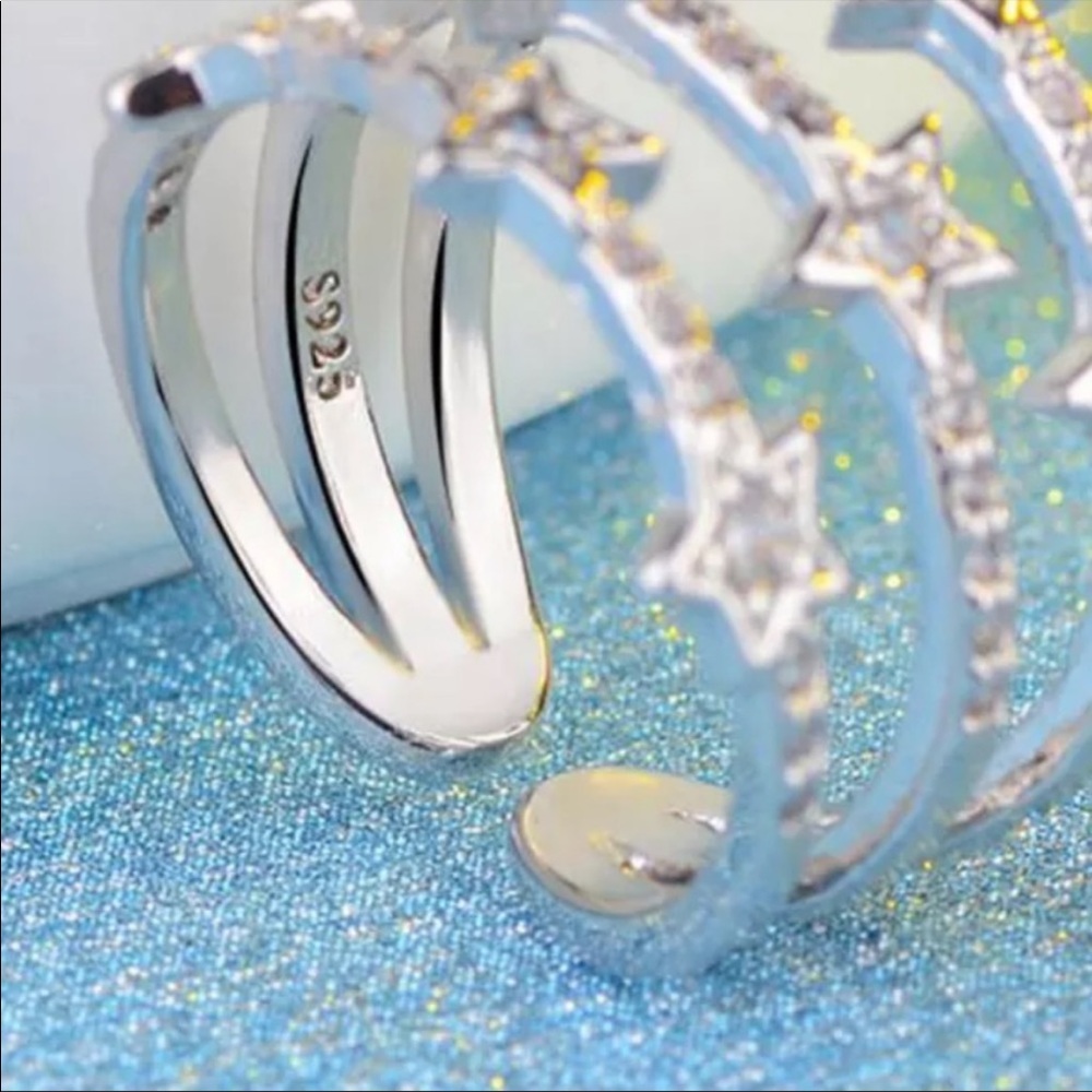 NEW 925 STERLING SILVER MULTI LAYER ADJUSTABLE RING - Picture 3 of 7